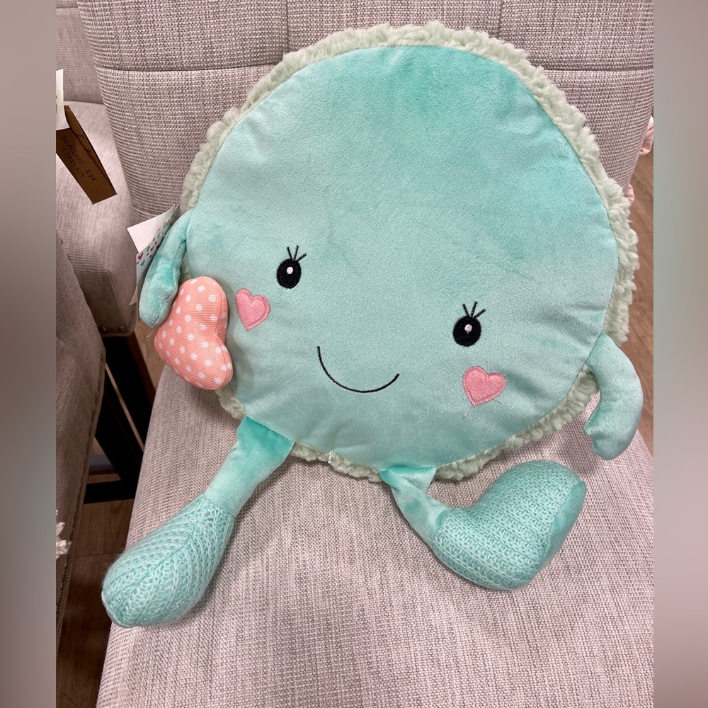 Valentine Macaron Cupcakes & Cashmere Plush Pillow Mint Green Blue NWT